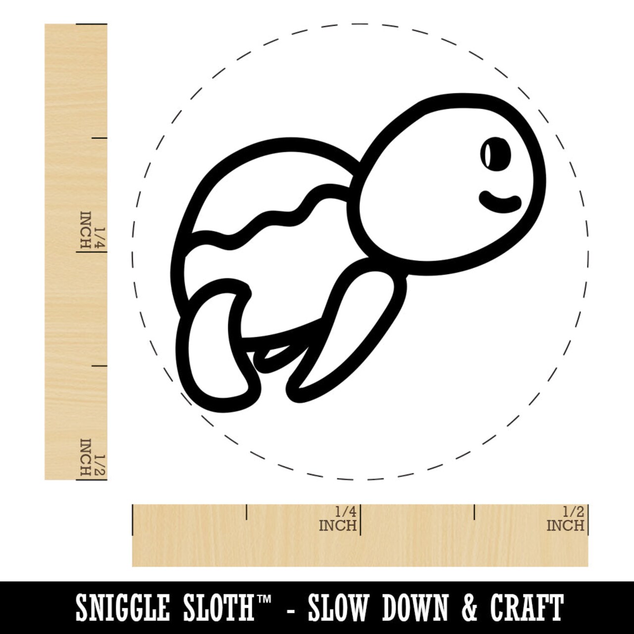 Turtle Swimming Doodle Self-Inking Rubber Stamp for Stamping Crafting Planners